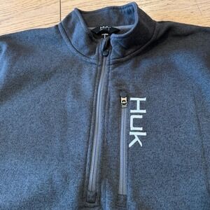 Huk Fishing‎ Quarter Zip Pullover Fleece Long Sleeve Men's Gray (1350)